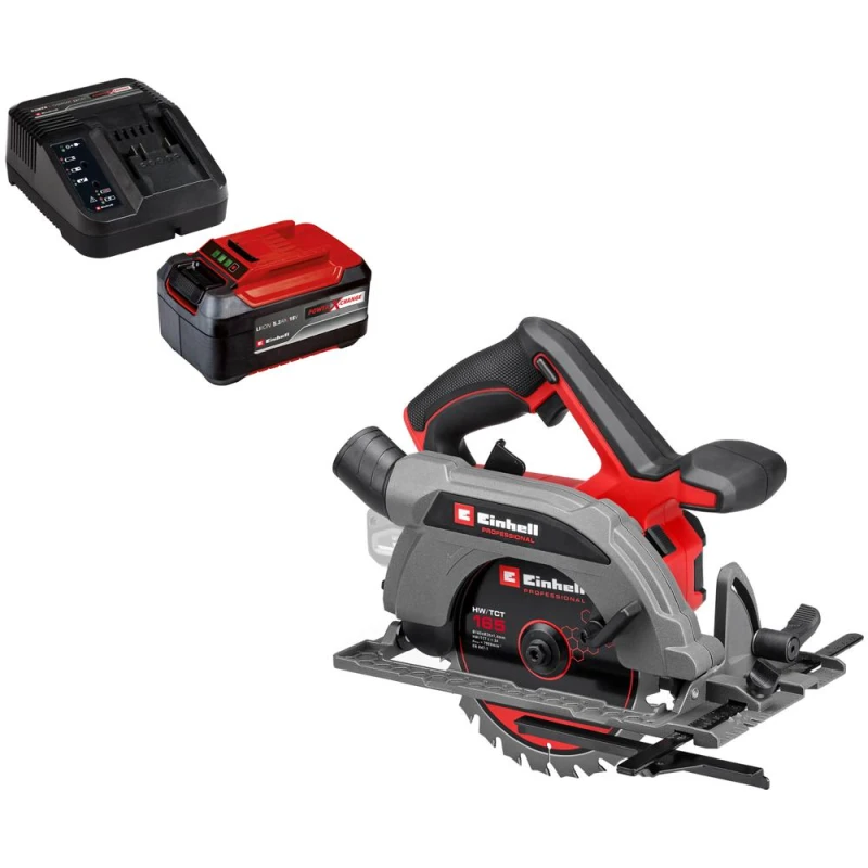 Image of Einhell Professional TP-CS 18/165 Li BL 18v Cordless Brushless Circular Saw 165mm 1 x 5.2ah Li-ion Charger No Case TP-CS 18/165 Li BL