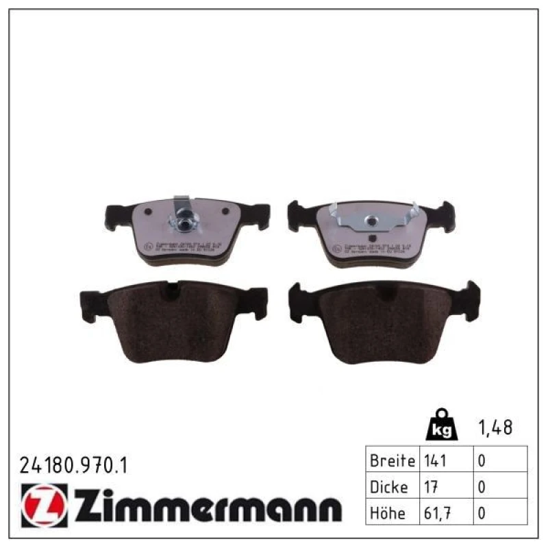 Image of ZIMMERMANN Brake pad set ZIMMERMANN 24180.970.1