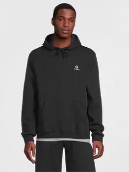 Image of Converse Embroidered Star Chevron Left Chest Pullover Hoodie - Black, Size 2XL, Men