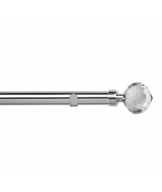 Image of Unknown 28mm Fixed Length Metal Eyelet Curtain Pole Set In Chrome - Bella Finial, 50Cm