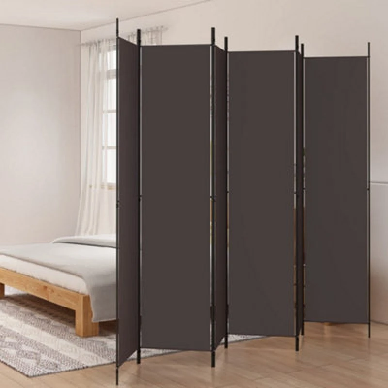 Image of Vidaxl 6-panel Room Divider Brown 300X220 Cm Fabric, Brown 350207