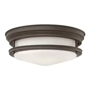 image of Hinkley Hadrian 2 Light Flush Mount Oil Rubbed Bronze with Opal Glass IP44