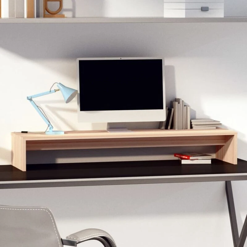 Image of VIDAXL Monitor Stand 100x27x15cm Solid Wood Pine Vidaxl 8720286905678
