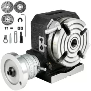 Image of VEVOR Rotary Table 4inch(100mm) Horizontal Vertical Milling Table 2/5inch(10mm) 4-Slot Milling Rotary Table MT-2 Rotary Table for Milling with Indexin