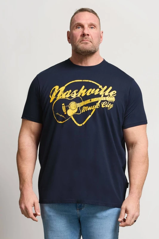 Image of BadRhino Mens Nashville Graphic T-Shirt in Dark Navy Size: 4XL Dark Navy Male 4XL