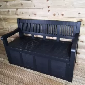 image of 280L Plastic Lockable Garden Storage Bench / Cushion Storage Box / 2 Seat Bench in Black