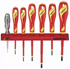Image of Teng Tools WRMDV07N 7pc Insulated Screwdriver Rack PH/PZ/Flat +Voltage Tester