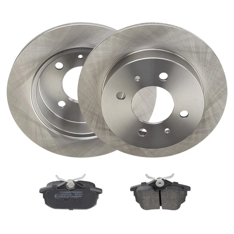Image of RIDEX 3405B2284 Brake disc and pads set Rear Axle, Brake Disc Type: solid, with acoustic wear warning Brake Set,disc brakes (3405)