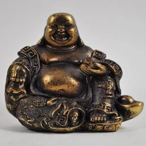 Image of Antique Gold Small Laughing Buddha Ornament