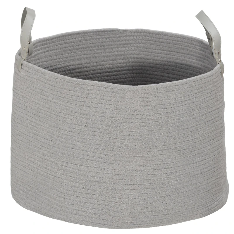 Image of HOMCOM 88L Cotton Rope Laundry Basket with Handles for Pillows Clothes Grey - Homcom 5056725591861