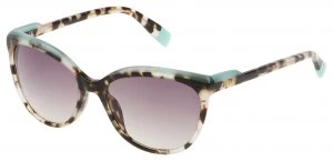 Furla Shiny White Havana Smoke Lens Sunglasses.