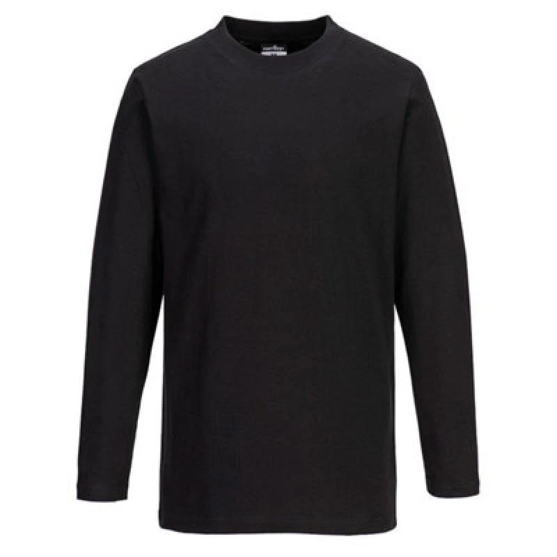 Image of Portwest Mens Long Sleeve T Shirt B196BKRL Colour: Black