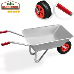 Image of Wheelbarrow 80L Volume 100kg Load Capacity Galvanised Steel Tube Frame Gardening Wagon Cart - Gardebruk