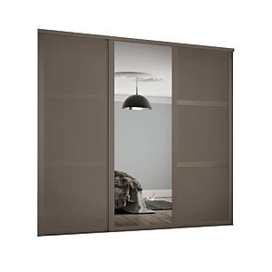 image of Spacepro 610mm Stone Grey Shaker Frame 3 Panel Wardrobe Door Kit