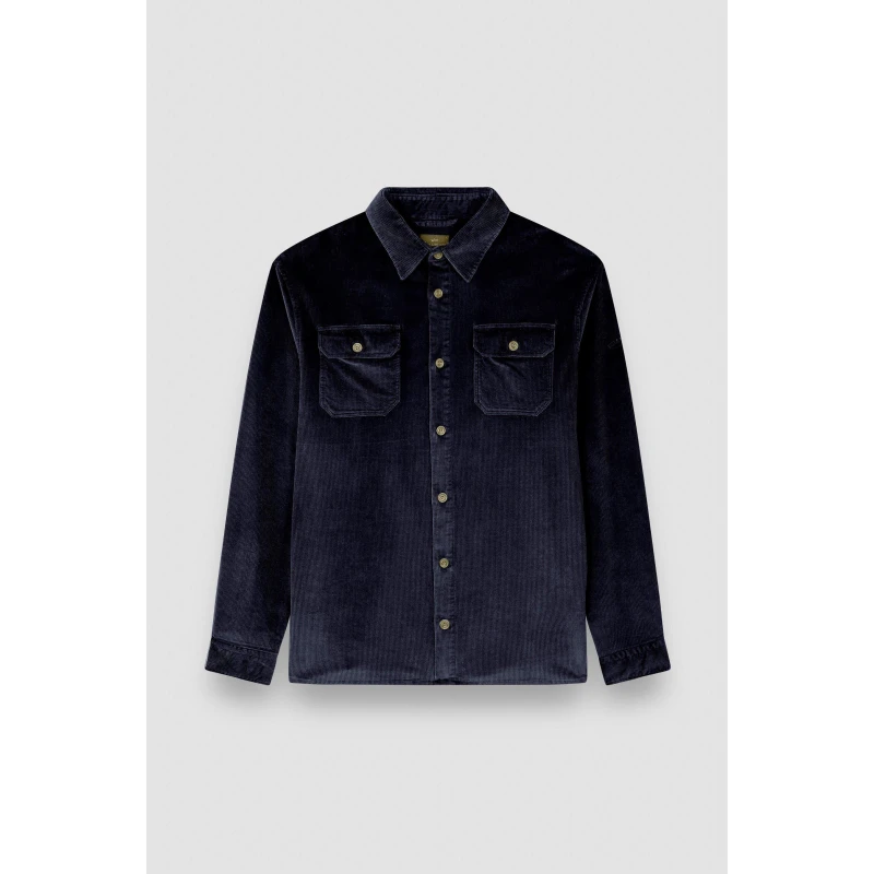 Image of Paul And Shark Mens Corduroy Relaxed Fit Overshirt Navy male S