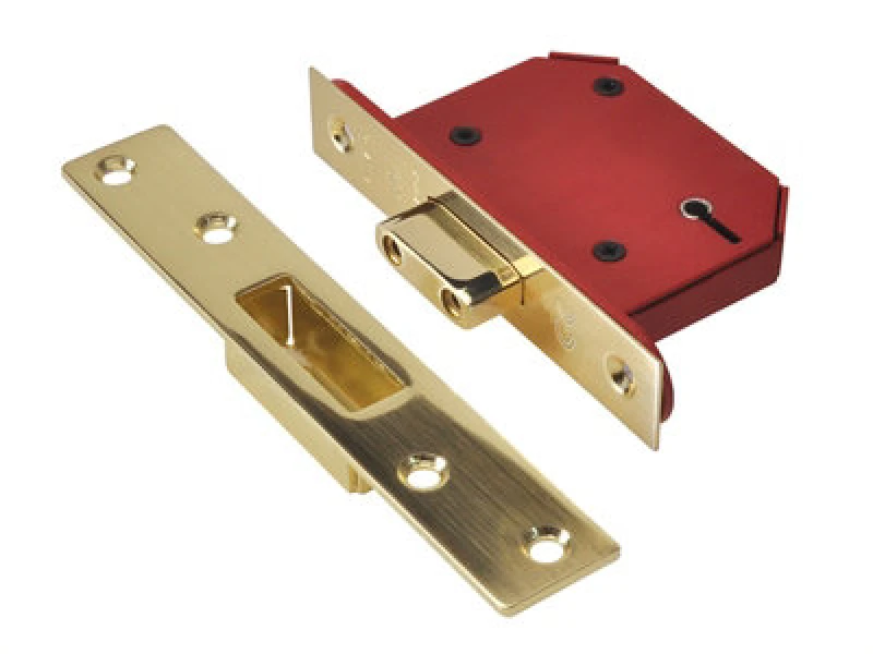 Image of Union Y2105S-Pb-3.0 Strongbolt 2105S Polished Brass 5 Lever Mortice Deadlock Visi 81mm 3" Unny2105Pb30
