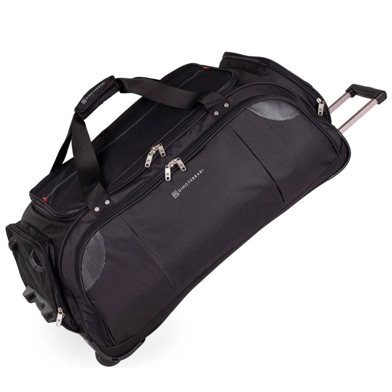 Image of Gino Ferrari Lightweight Wheeled Holdall Duffel Bag with Stress Tested Skate Wheels in Black Size: Small Black Unisex Small