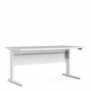 image of Prima Desk with Height Adjustable White Legs 150cm, white