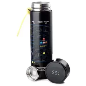 image of Pac-Man Reusable Stainless Steel Hot & Cold Thermal Insulated Drinks Bottle Digital Thermometer 450ml