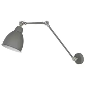 image of Italux Sonny - Industrial And Retro Wall Lamp Satin Grey 1 Light with Grey Shade, E27