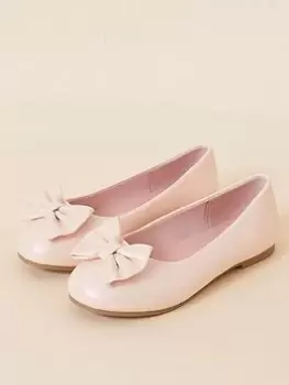 Image of Accessorize Girls Bow Ballerina Shoes - Pink, Size 10 Younger