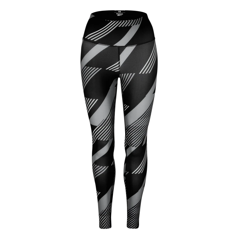 Image of Reebok Workout Ready Printed Leggings Womens Gym Legging Performance Tights 4-6 Black 34659603230