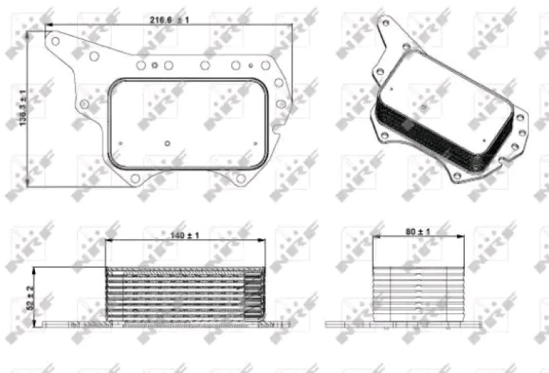 Image of NRF 31337 Oil Cooler with gaskets/seals, EASY FIT Aluminium Oil Cooler,engine oil (469)