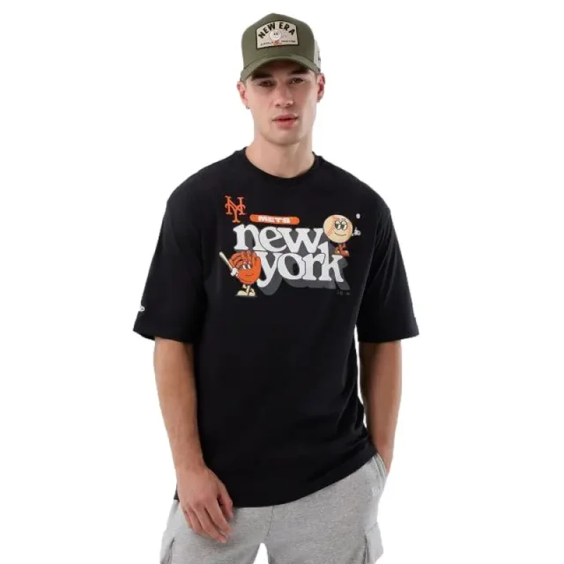 Image of new era New York Mets T-Shirt New Era MLB Icon GRPHC REG Noir Male XL
