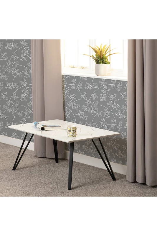 Image of Seconique Marlow Coffee Table White Marble Effect Black Legs