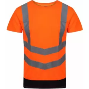 Image of Regatta Mens Pro Hi-Vis Short-Sleeved T-Shirt (3XL) (Orange/Navy)