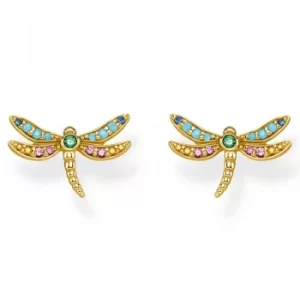 Image of THOMAS SABO Gold Plated Multi-Stone Dragonfly Stud Earrings...