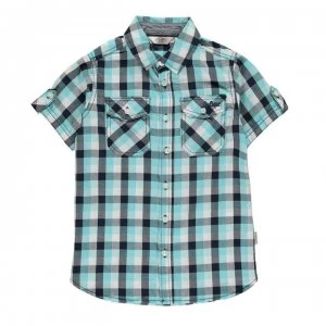 Image of Lee Cooper Short Sleeve Check Shirt Junior Boys - Turq/Navy/White