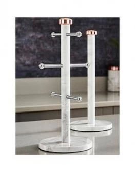 Image of Tower Marble Rose Gold Edition Kitchen Towel Pole And Mug Tree Set