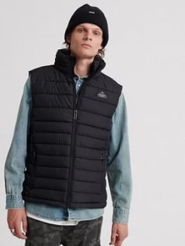 Image of Superdry Double Zip Fuji Gilet, Black, Size S, Men