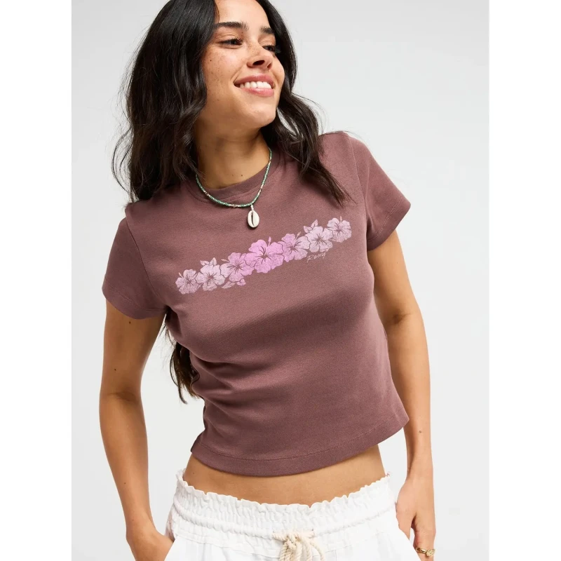 Image of Roxy Womens crop T-Shirt Roxy Beach Love Marron Female XL