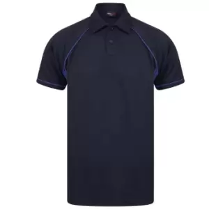 image of Finden & Hales Childrens/Kids Piped Performance Polo Shirt (13-14 Years) (Navy/Royal Blue)