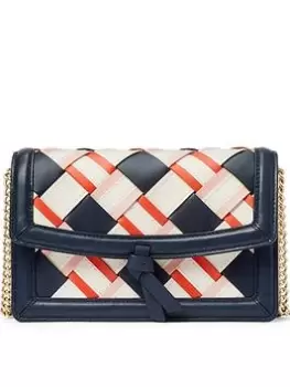 image of Kate Spade New York Knott Woven Flap Cross-Body Bag - Navy/Multi