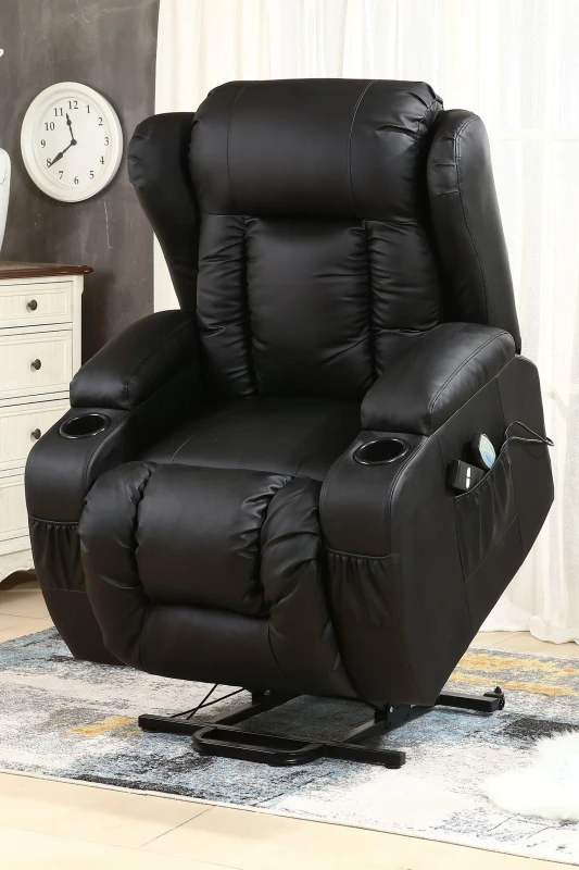 Image of Caesar Electric Rise Massage Heated Recliner - Black 5.05574E+12