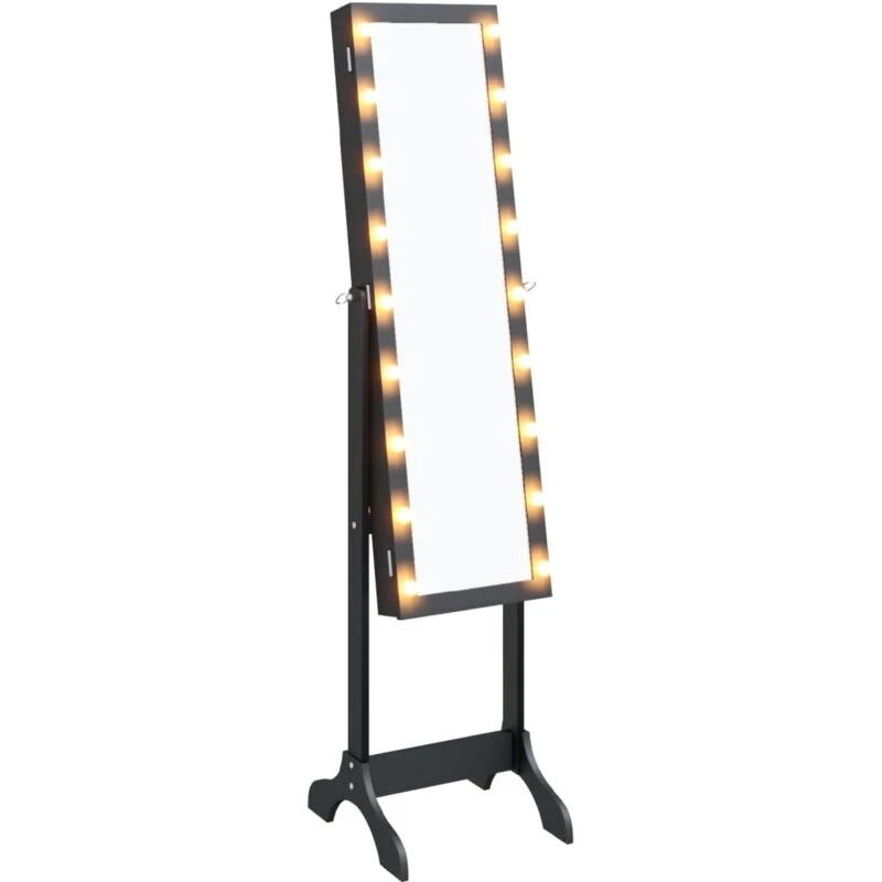 Image of VIDAXL Free-Standing Mirror with LED Black 34x37x146cm Vidaxl 8720845675042