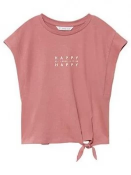 image of Mango Girls Happy T-Shirt - Pink