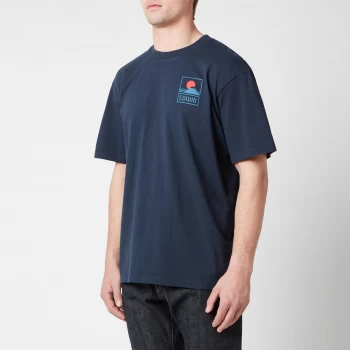 Image of Edwin Mens Sunset On Mt Fuji T-Shirt - Navy Blazer - S