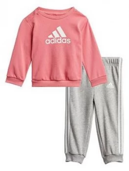 Image of Adidas Unisex Infant I Badge Of Sport Jog Pant Set - Pink/Grey