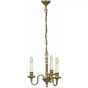 Image of Opulent Hanging Ceiling Pendant Light Solid Brass Gloss Ivory 3 Lamp Chandelier