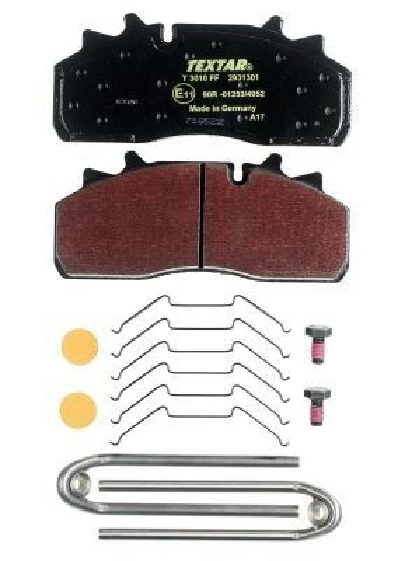 Image of TEXTAR 2931301 Brake pad set prepared for wear warning indicator, with accessories, WI-fastener Brake Pad Set,disc brake (402)