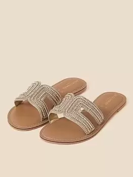 Image of Accessorize Bella Gold Beaded Sandal, Gold, Size 37, Women