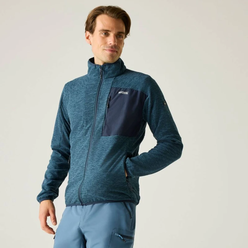 Image of Regatta Mens Scaris Full Zip Marl Fleece in Dark Blue Size: Medium Dark Blue Male M