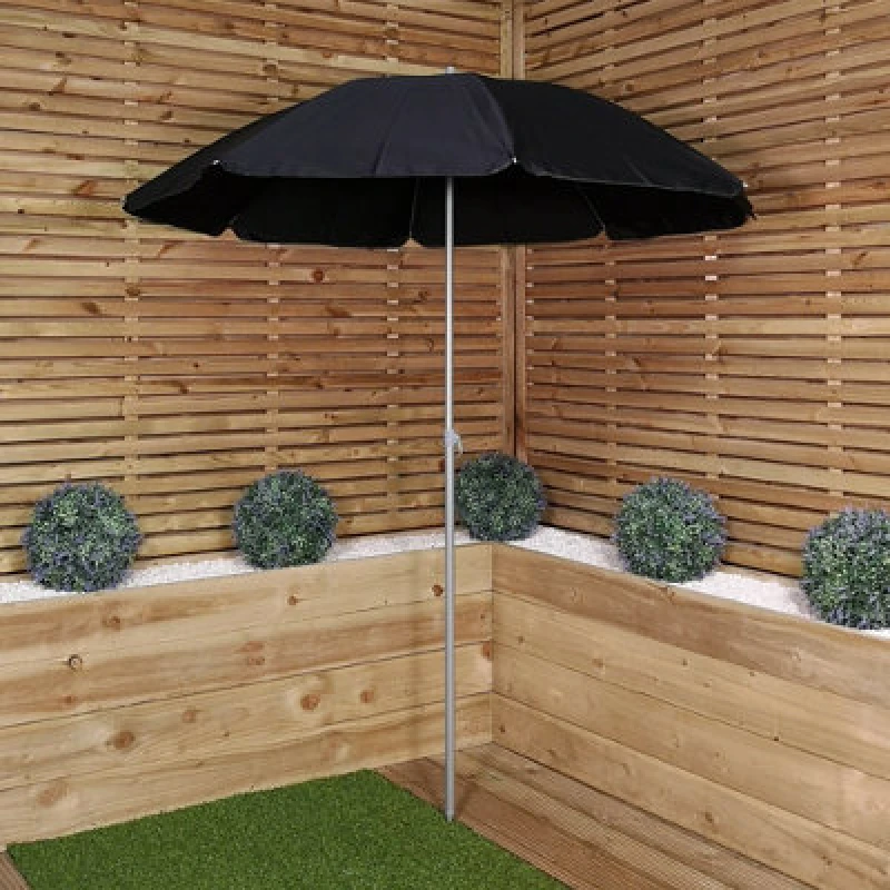 Image of 1.94m Lightweight Garden Parasol with Black Canopy