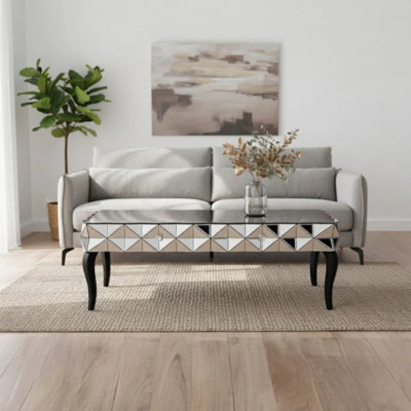 Image of Orsina Distinctive Silver Coffee Table, Geomatric Silver Decorative Table For Hallways, Coffee Table For Patio
