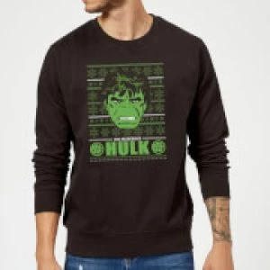 Image of Marvel Comics The Incredible Hulk Retro Face Black Christmas Sweatshirt - L - Black