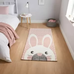 Image of Brooklyn Kids 20341 Rabbit Rug, Pink, 80 x 150 Cm - Think Rugs